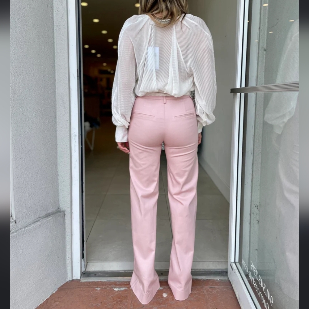 LOFT Pink Heathered Wool Blend wide leg trouser size 4 - Picture 12 of 12